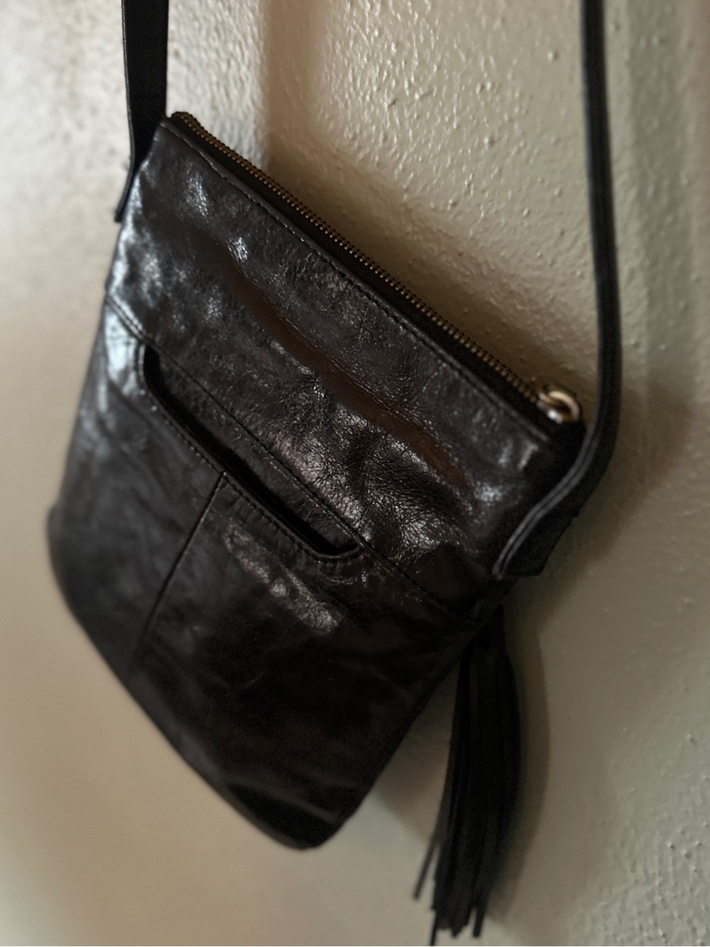 HOBO The Original 'Sarah' Black Glazed Leather Crossbody Bag